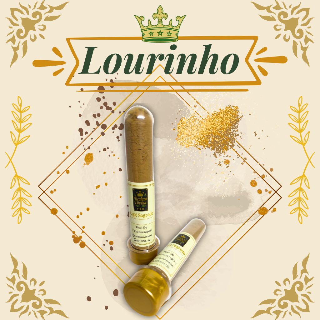 Rapé de Lourinho artesanal 30g da Realeza Divina, feito com cinzas de Paricá e folhas secas de Lourinho

