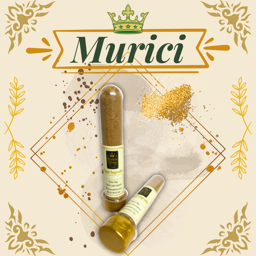 Rapé artesanal de Murici 30g – feito com cinzas da árvore de Murici, preparado com saberes tradicionais para uso espiritual e autoconhecimento.
