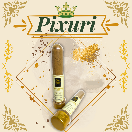 Rapé de Pixuri artesanal em embalagem de 30g, feito com cinzas de Paricá e folhas de Pixuri
