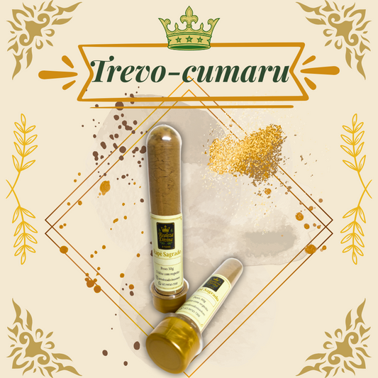 Rapé de Trevo-Cumaru artesanal em embalagem de 30g, feito com folhas de Trevo-Cumaru e cinzas de Paricá
